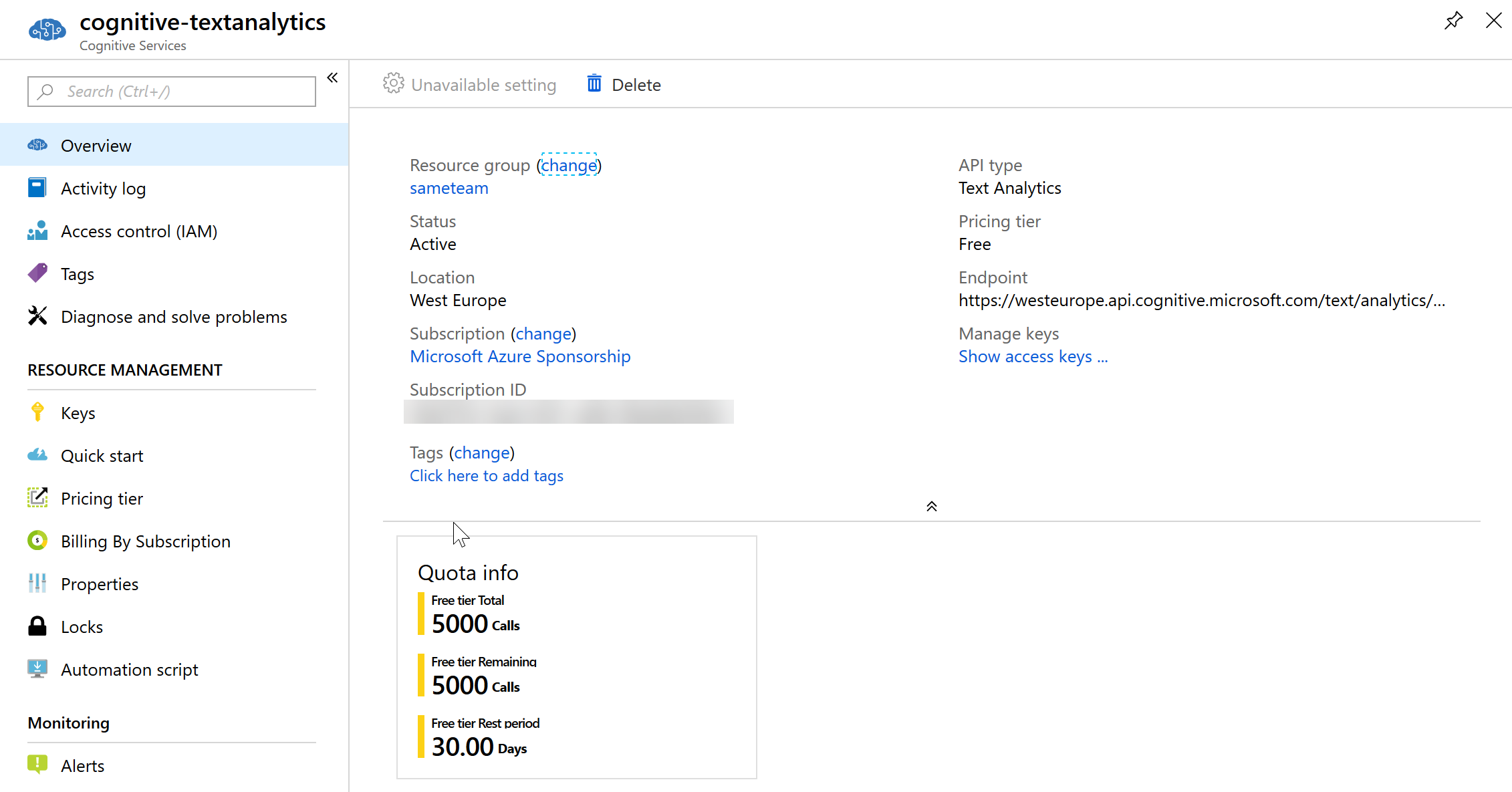Imagen 4.– Azure Cognitive Services Text Analytics