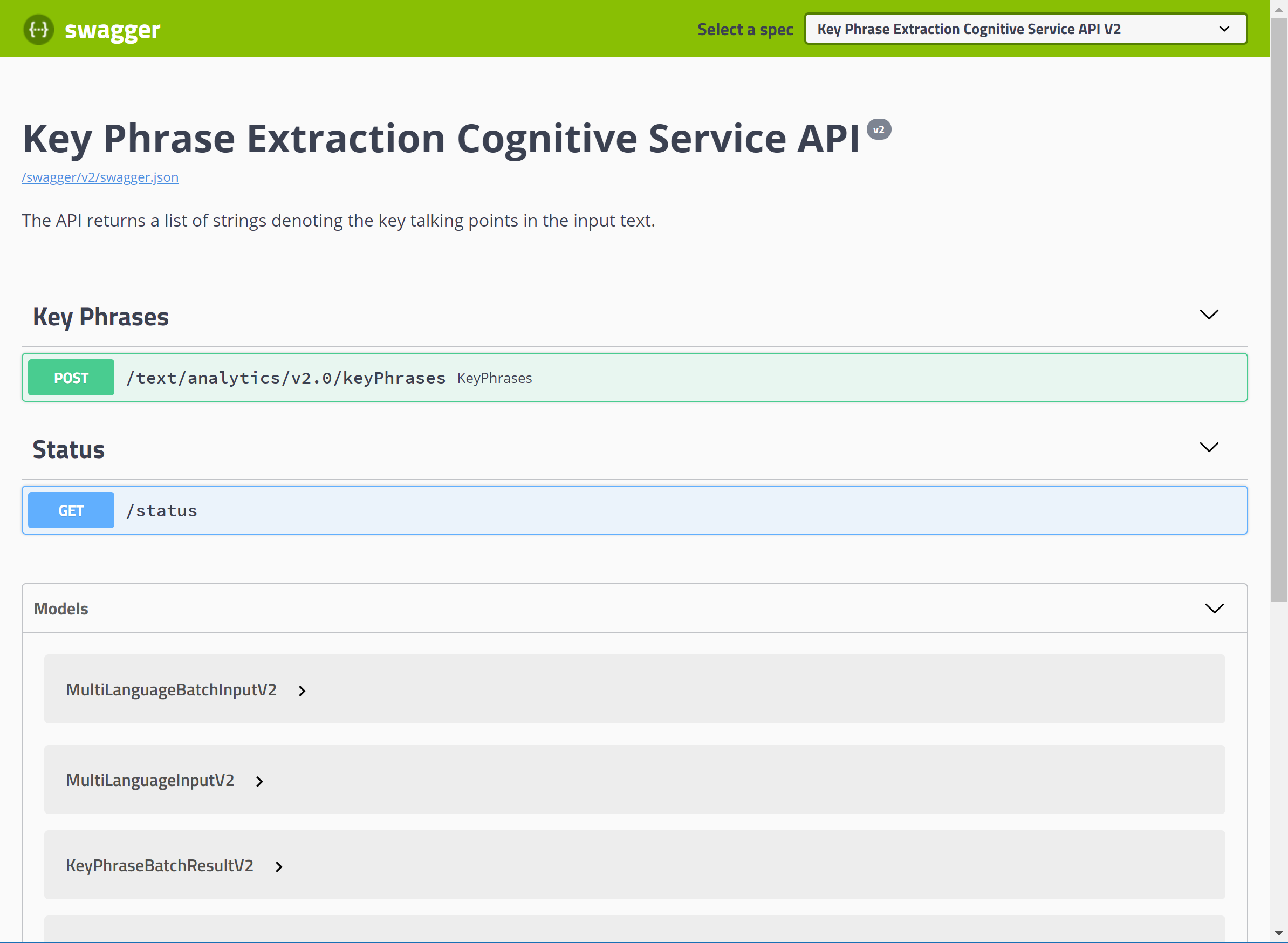 Imagen 5.– Definición OpenAPI del servicio