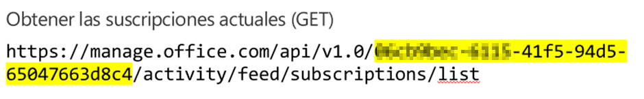 Imagen 3.- Operación para obtener la lista de suscripciones actuales.