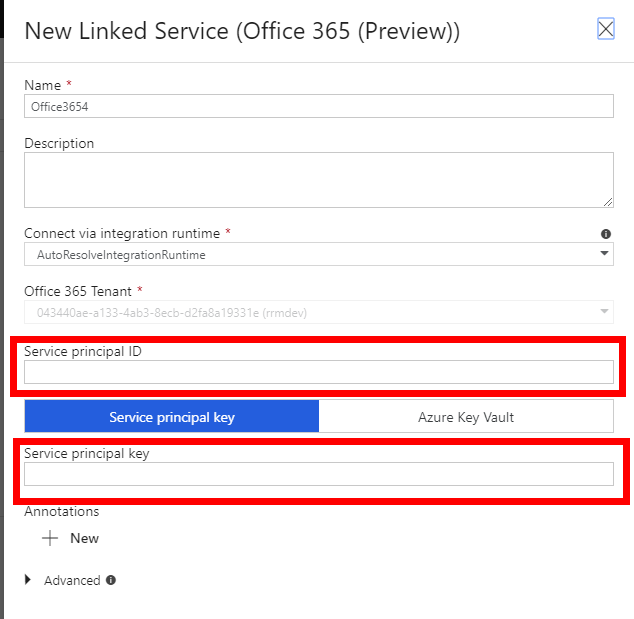 Imagen 15.- Parámetros de configuración del Dataset.