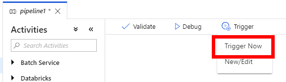Imagen 23.- Ejecución del Azure Data Factory Pipeline.