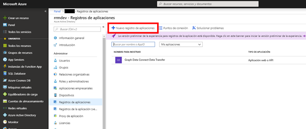 Imagen 3.- Creación de una aplicación en Azure AD.