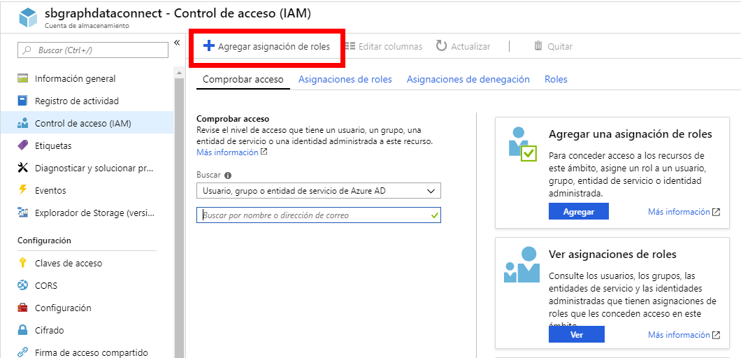 Imagen 8.- Asignación de roles al Blob Storage.