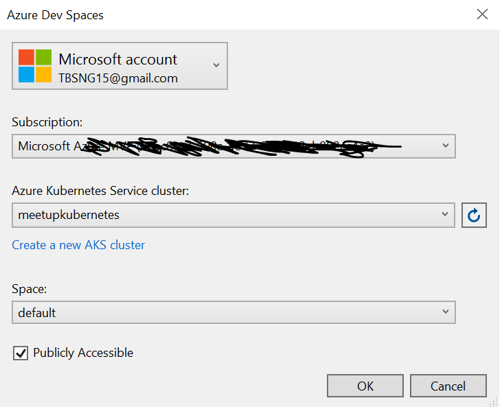 Imagen 10.- Configurando Azure Dev Space.