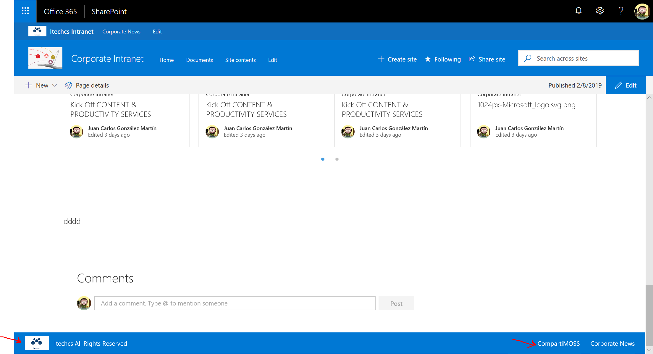 Imagen 7.- Pie de página configurado en el sitio.