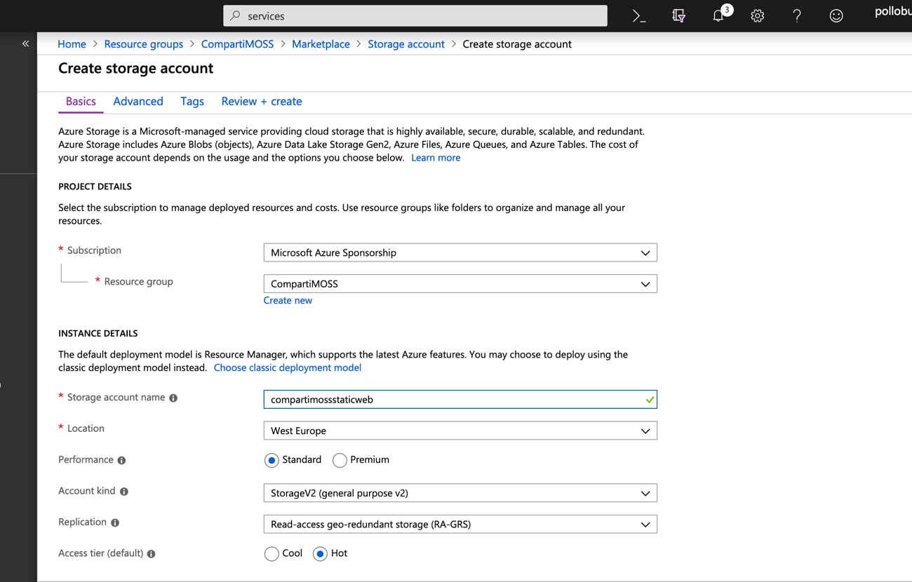 Sitios Web Estáticos en Azure Storage