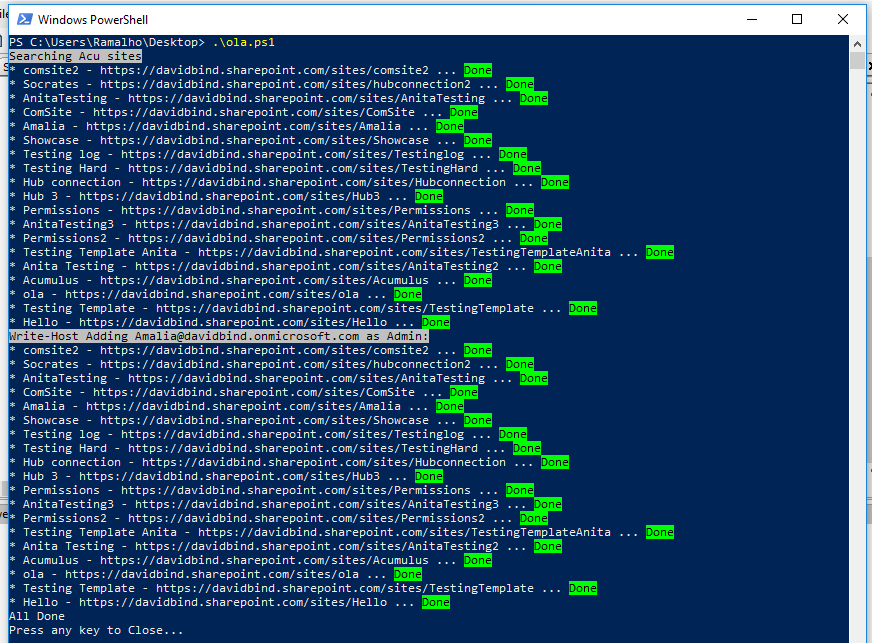 Image 1.- Output generated by the Script execution.