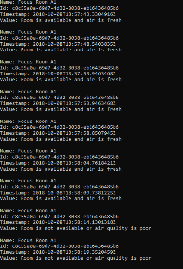 Imagen 11.- Terminal con los datos en tiempo real y tratados.