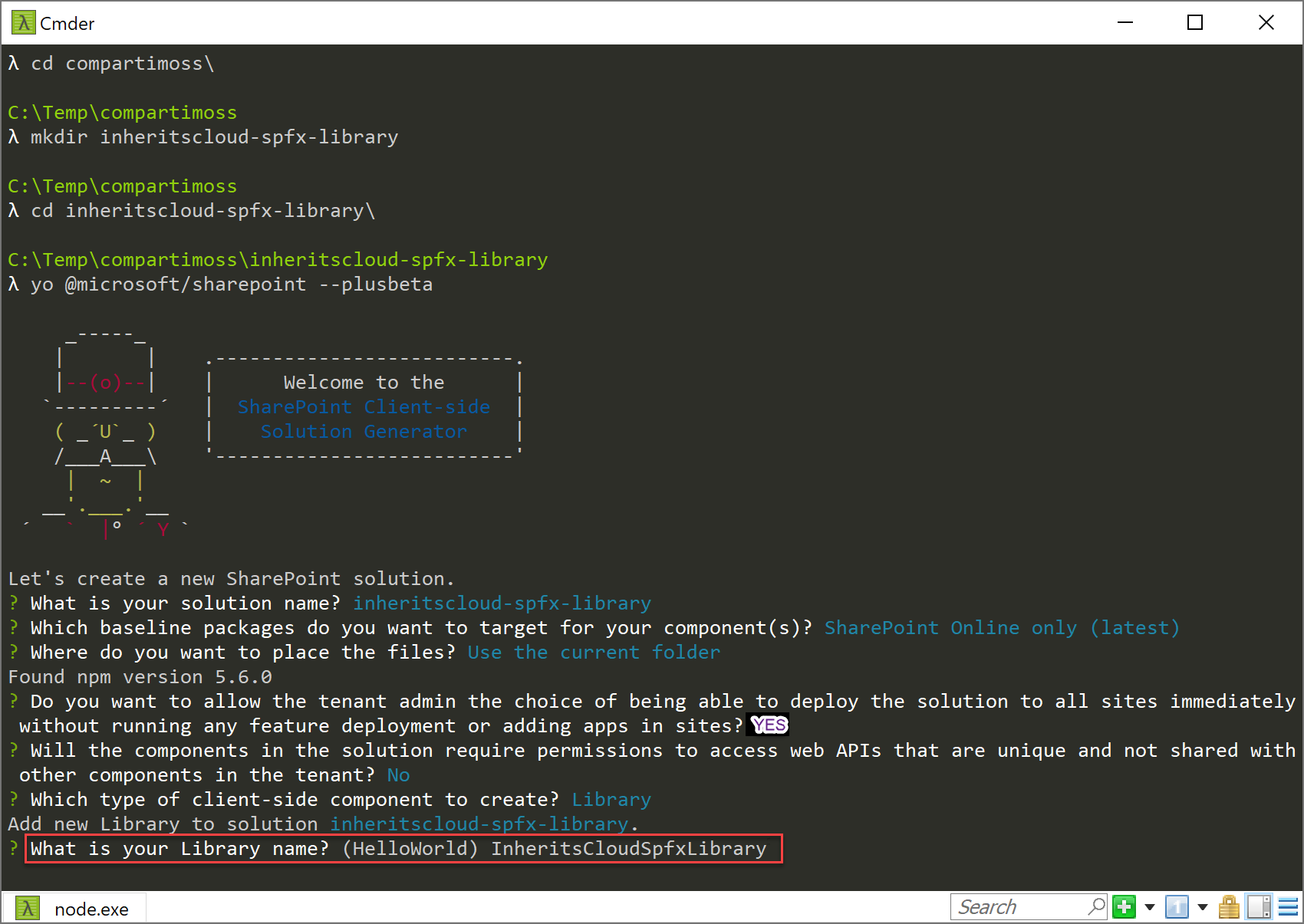Imagen 2.- Especificando el nombre de la Library.