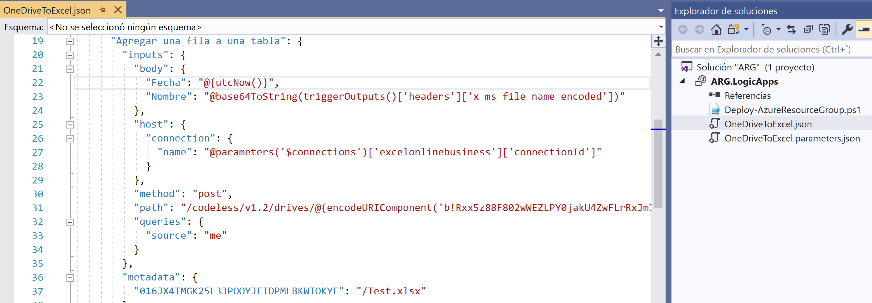 Imagen 8.- Edición de una Logic App con Visual Studio.