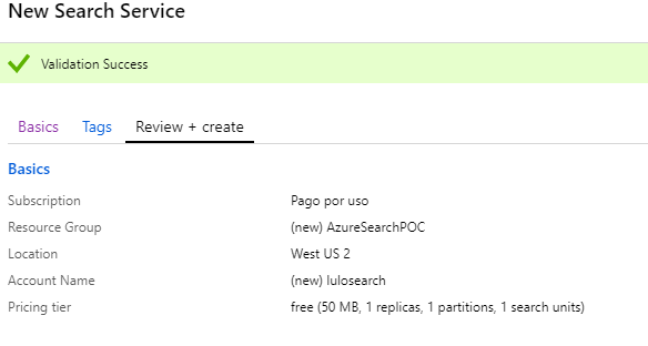 Parte 2. Creando y configurando Azure Search