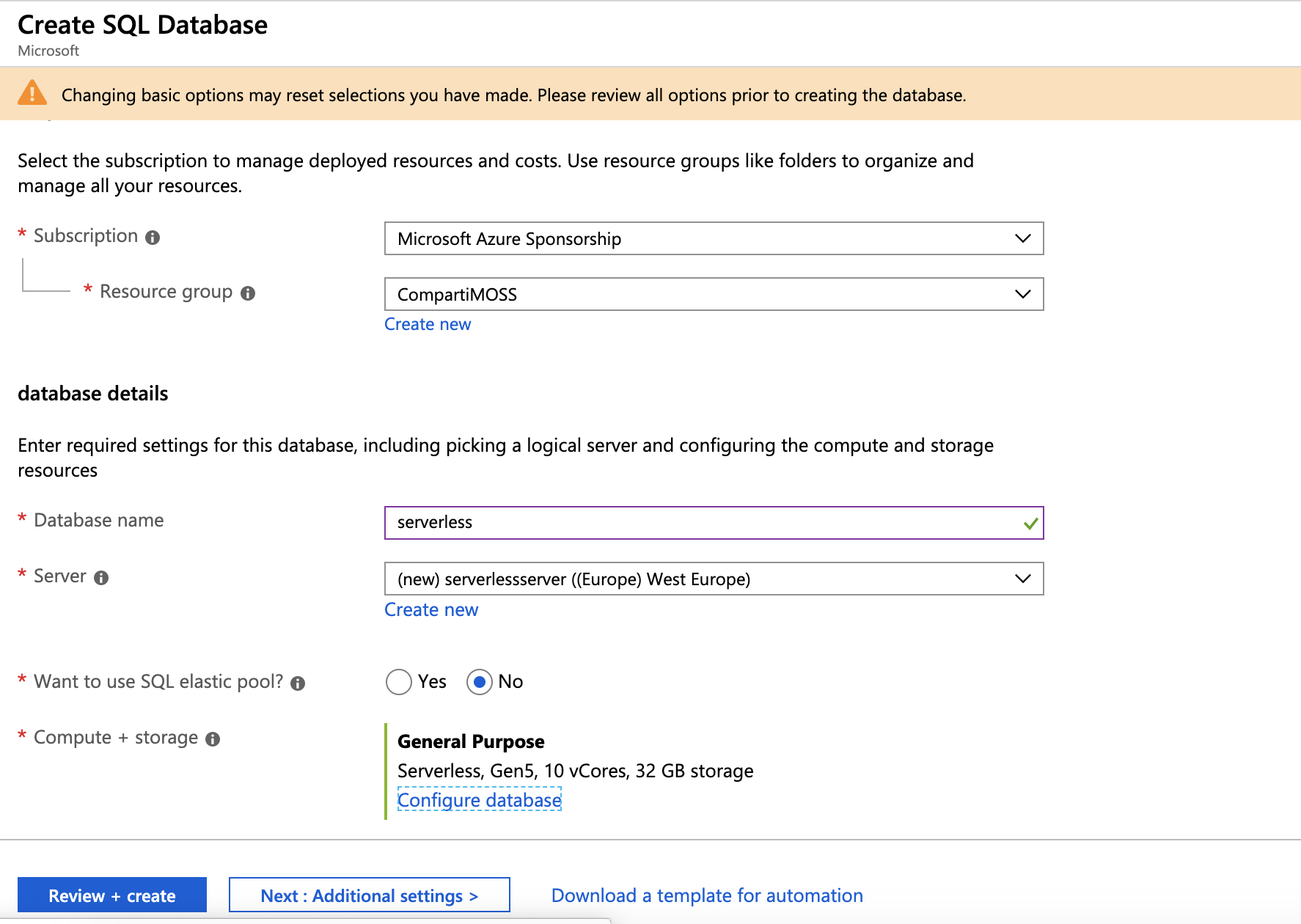 Imagen 5.- Configuraciones realziadas.