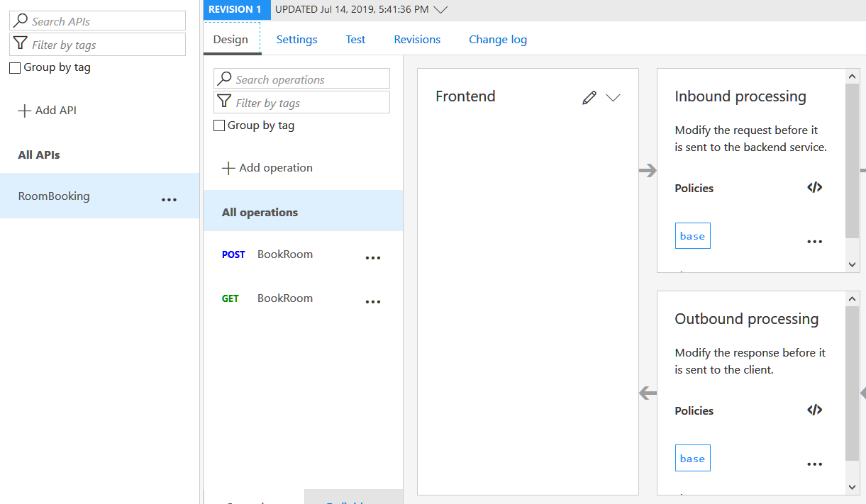 Imagen 6.- Ventana de configuración del API Management