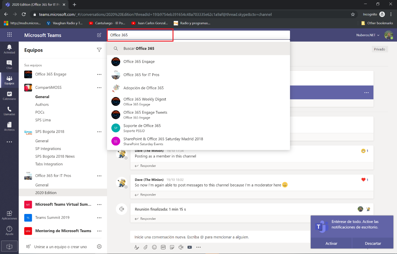 Productivity Tips con Microsoft Teams -  Búsqueda de Información
