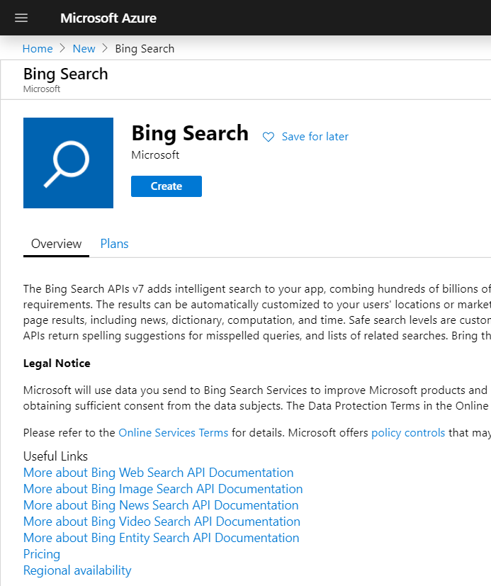Imagen 2.- Registro de la API en el Portal de Azure.