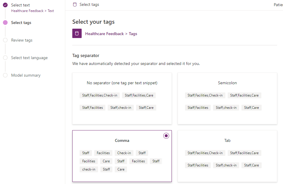 Imagen 5 .- Selección del campo y separador de etiquetas.
