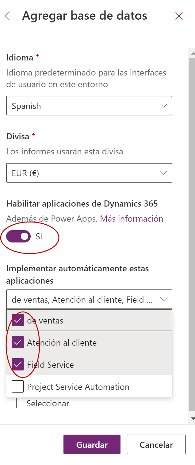 Imagen 5.- Configuración de Apps a añadir.
