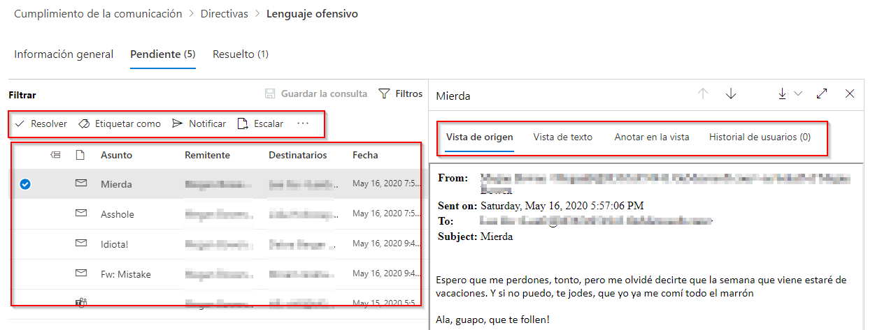 Imagen 7.- Elementos pendientes de revisión.