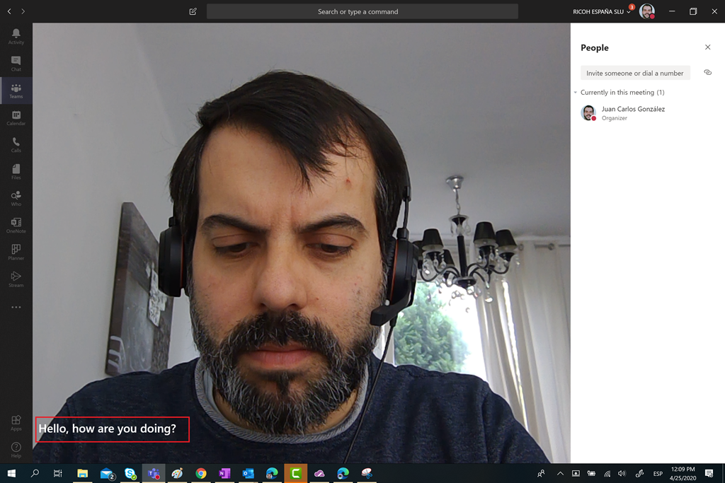 Imagen 6.- Live captions en acción en una reunión de Teams.
