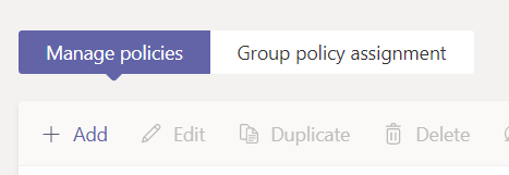 Asignación de políticas en Microsoft Teams