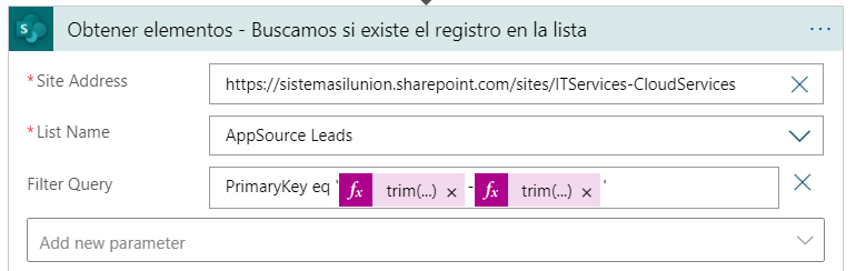 Imagen 21.- Configuración de la acción de Get items.