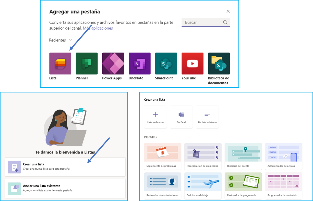 Imagen 2.- Creación de una Lista de Microsoft Lists en Microsoft Teams.