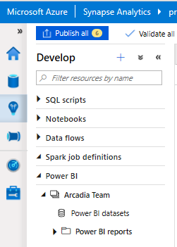 Imagen 9.- Integración con Power BI en Workpsaces de Synapse Analytics.