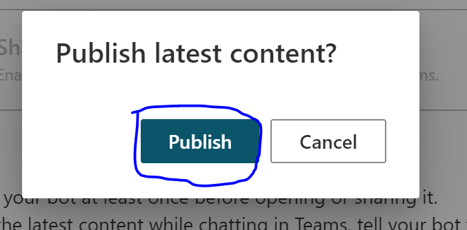 Imagen 16.- Confirmación de publicación del chatbot.
