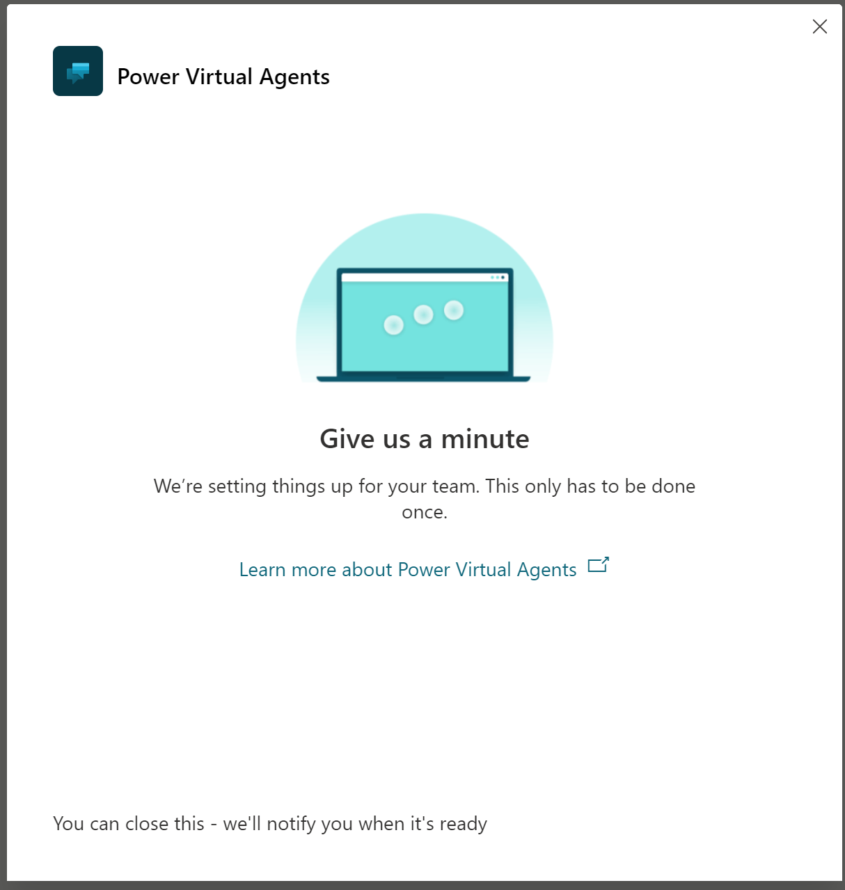 Imagen 4.- Pantalla de transición a la creación del Chatbot.