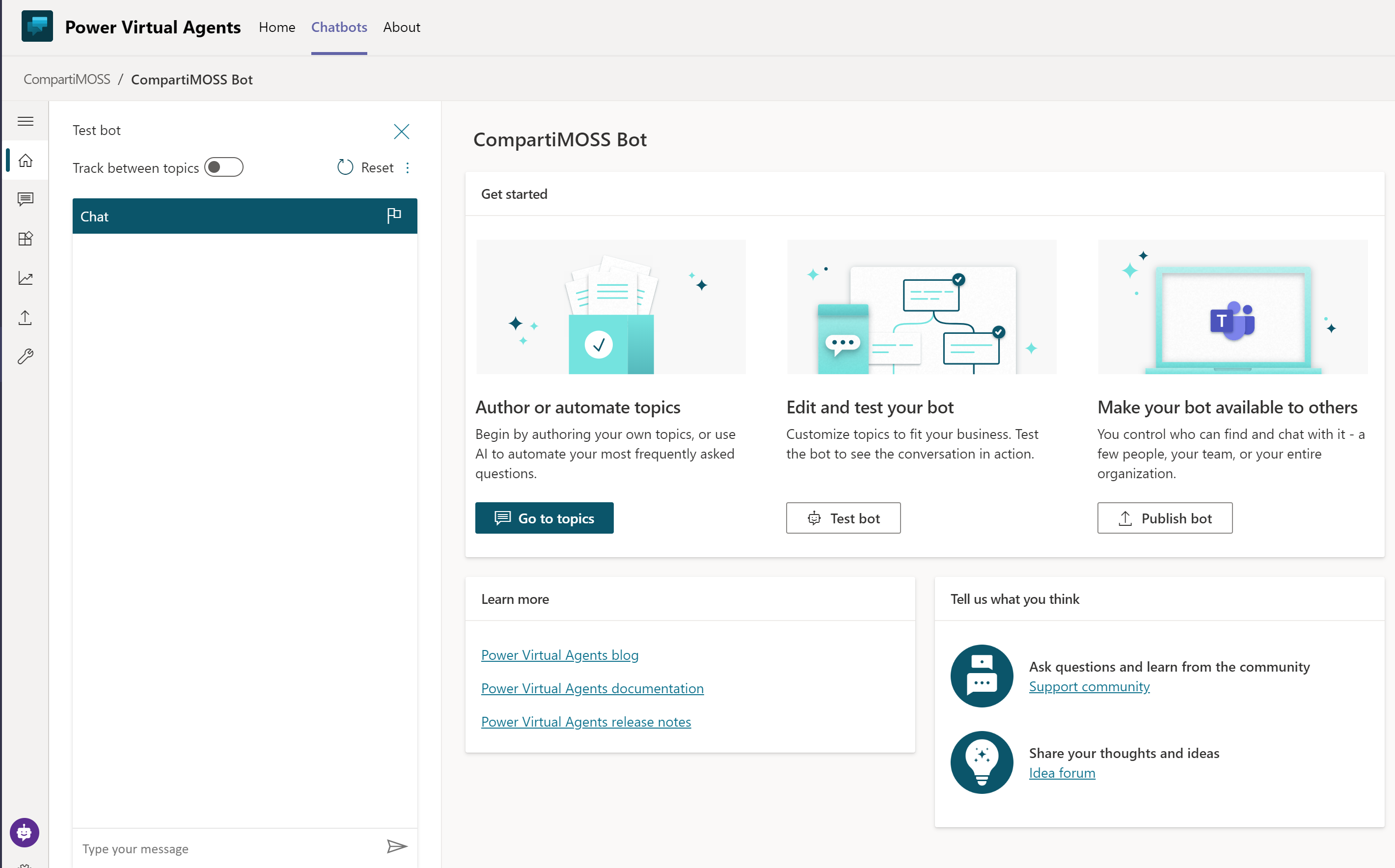 Imagen 7.- Diseñador del Chatbot en Microsoft Teams.