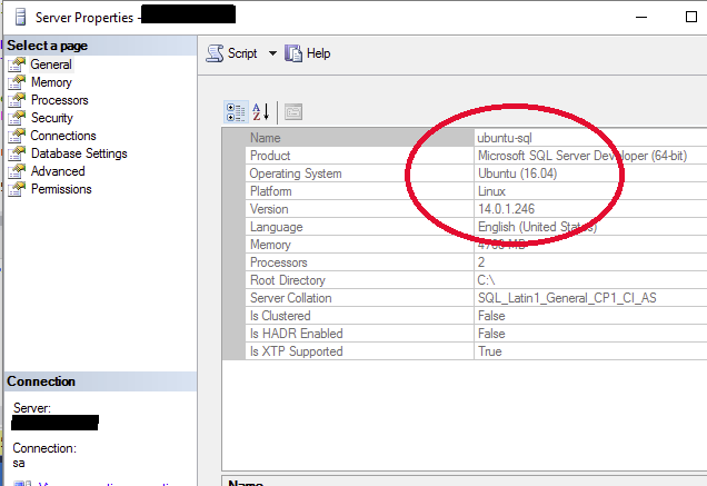 Imagen 3.- SQL Server en Ubuntu Linux.