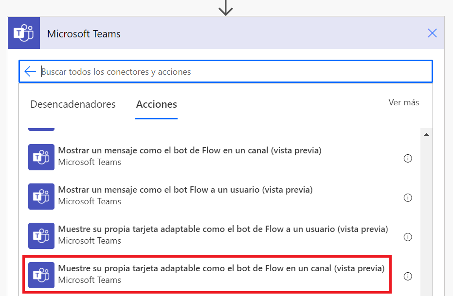 Imagen 13.- Adaptive card en un canal de Teams.