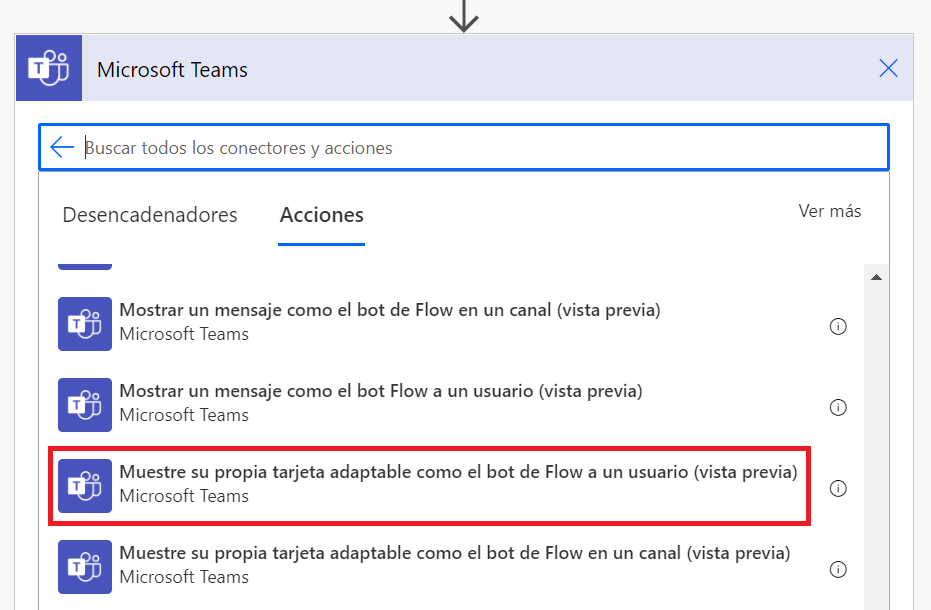 Imagen 16.- Adaptive card en un chat de Teams.
