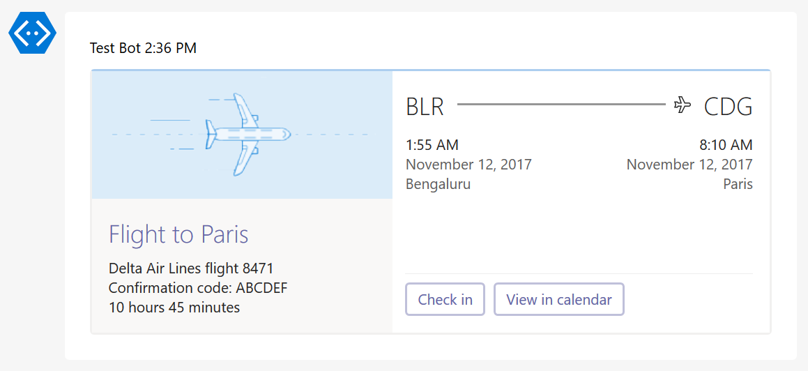 Imagen 3.- Ejemplo de Adaptive Card en Microsoft Teams.