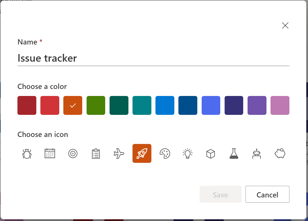 Imagen 4.- Opciones de personalización de una lista desde la App de Microsoft Lists.