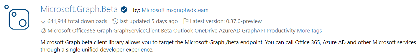 Imagen 1.- Microsoft Graph .NET SDKs.