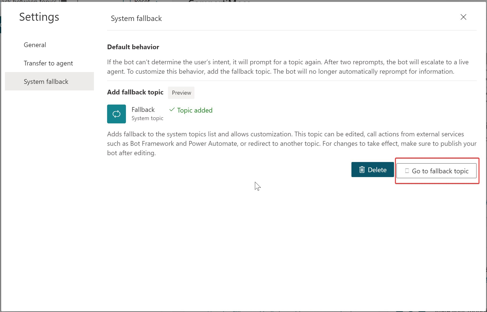 Imagen 3.- Acceso a &ldquo;Go to fallback topic&rdquo;.
