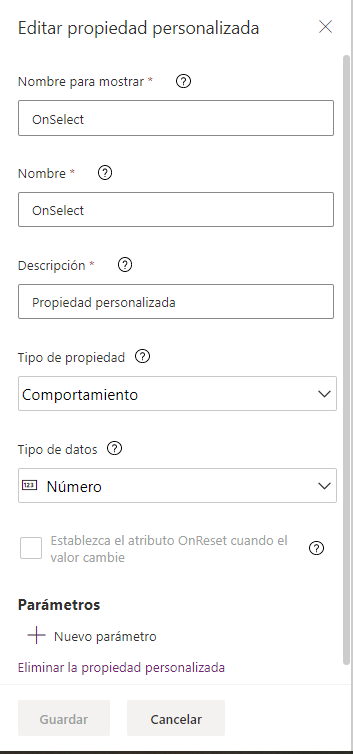 Imagen 8.- Definiendo propiedades de comportamiento.