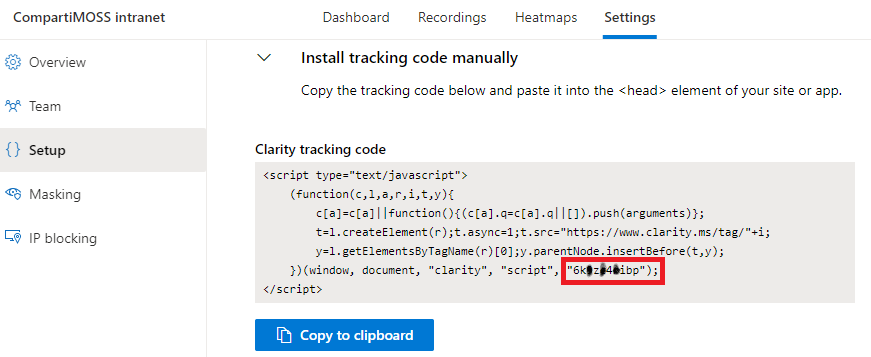 Imagen 4.- Código JS para el uso del tracker y el ID del mismo (recuadro rojo).