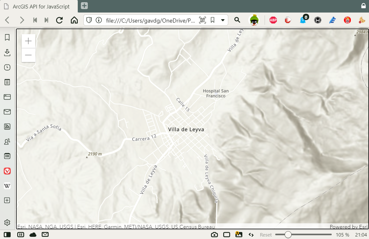 Imagen 2.- Mapa generado con el API de Esri ArcGis.