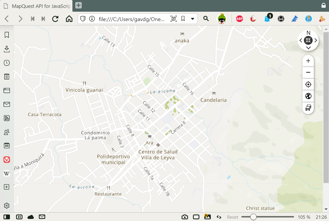 Imagen 4.- Mapa generado con el API de MapQuest.