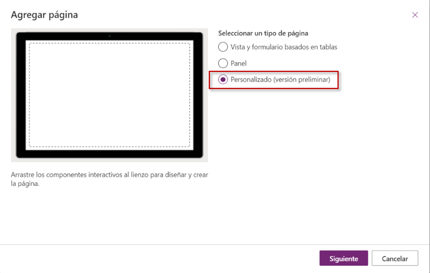 Imagen 4.- Selección de la opción &ldquo;Personalizado (vista preliminar)&rdquo;.