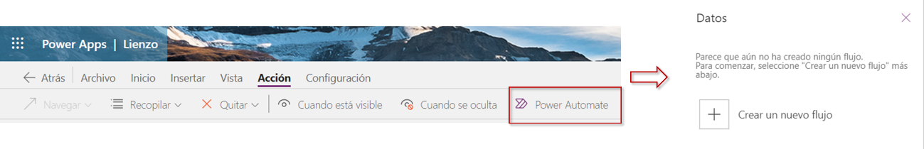 Imagen 11.- Creando un Flow de Power Automate desde la aplicación.