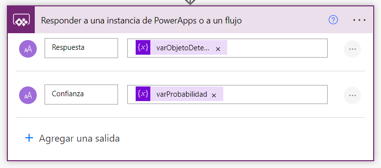 Imagen 14.- Acción para devolver los resultados a la Power App.