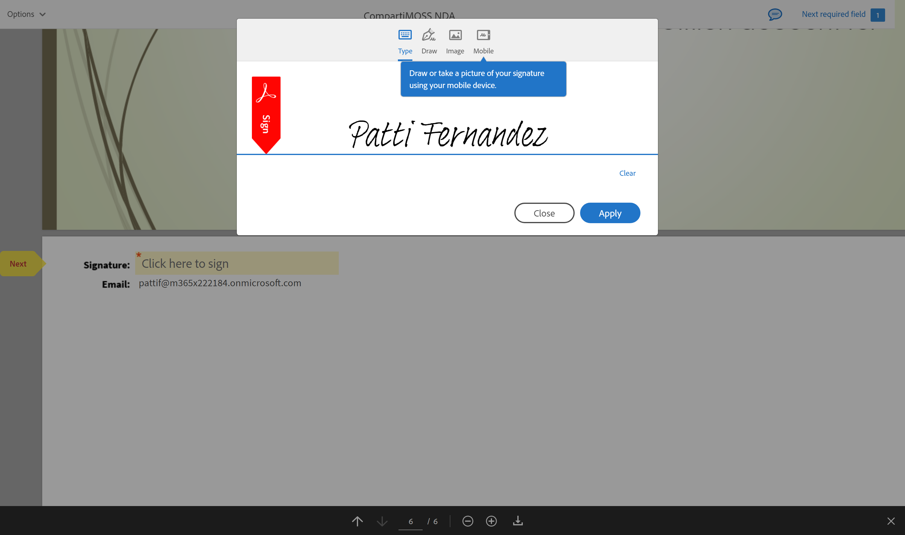 Imagen 7. Firma del documento en Adobe Sign.