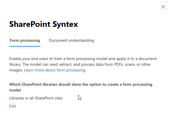 Imagen 18.- SharePoint Syntex features.