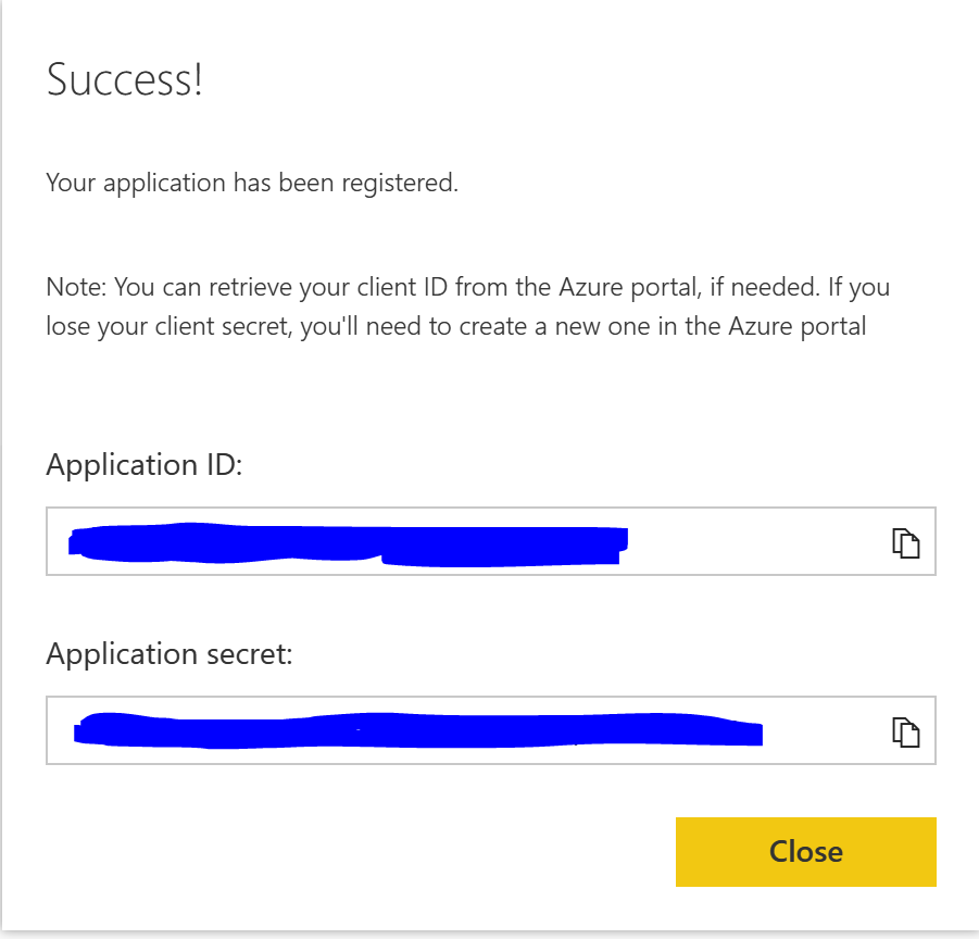 Imagen 11.- Application ID y Application secret generados.