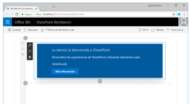 Imagen 1.- Workbench para desarrollo SPFx.