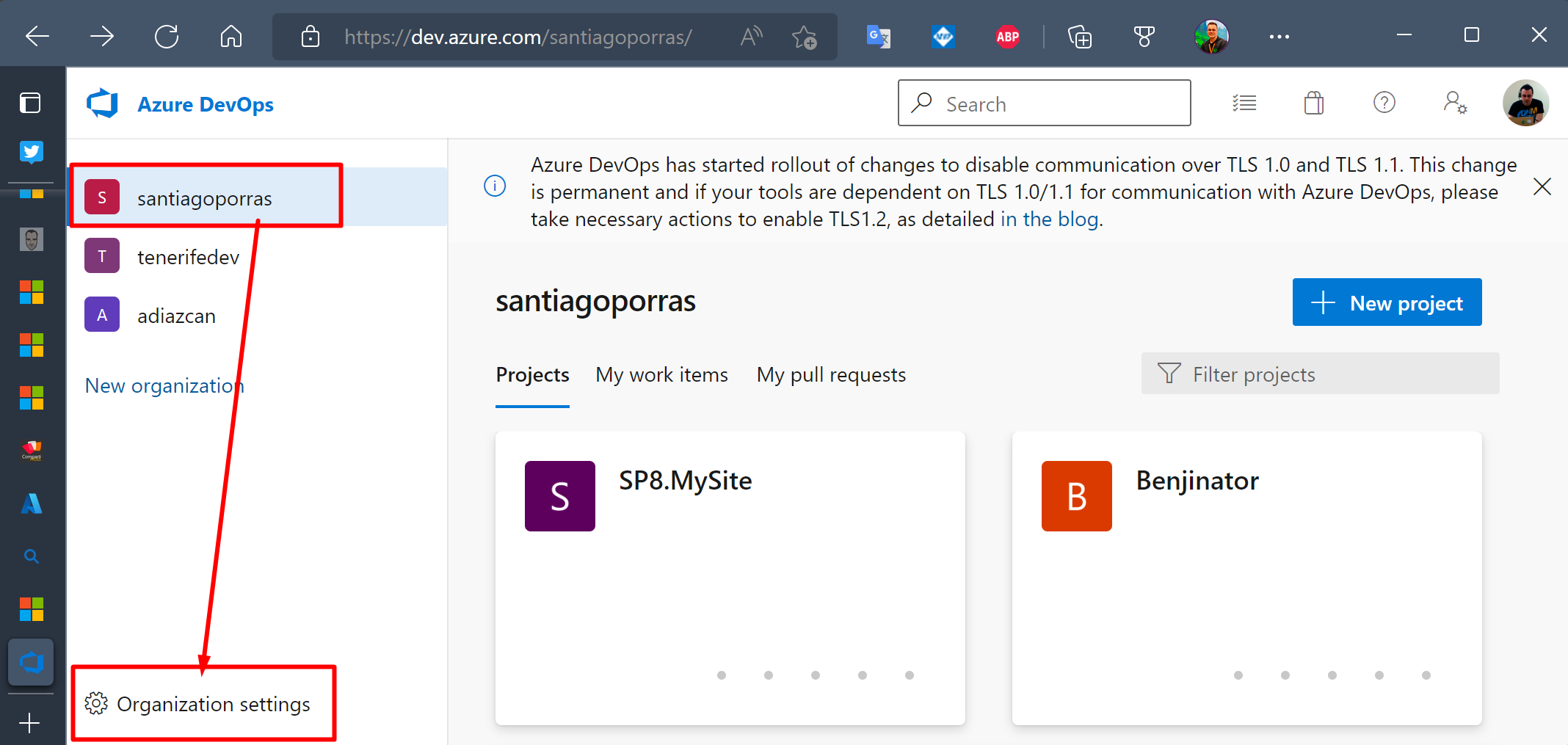 Imagen 4 - Ir a configuración de organización