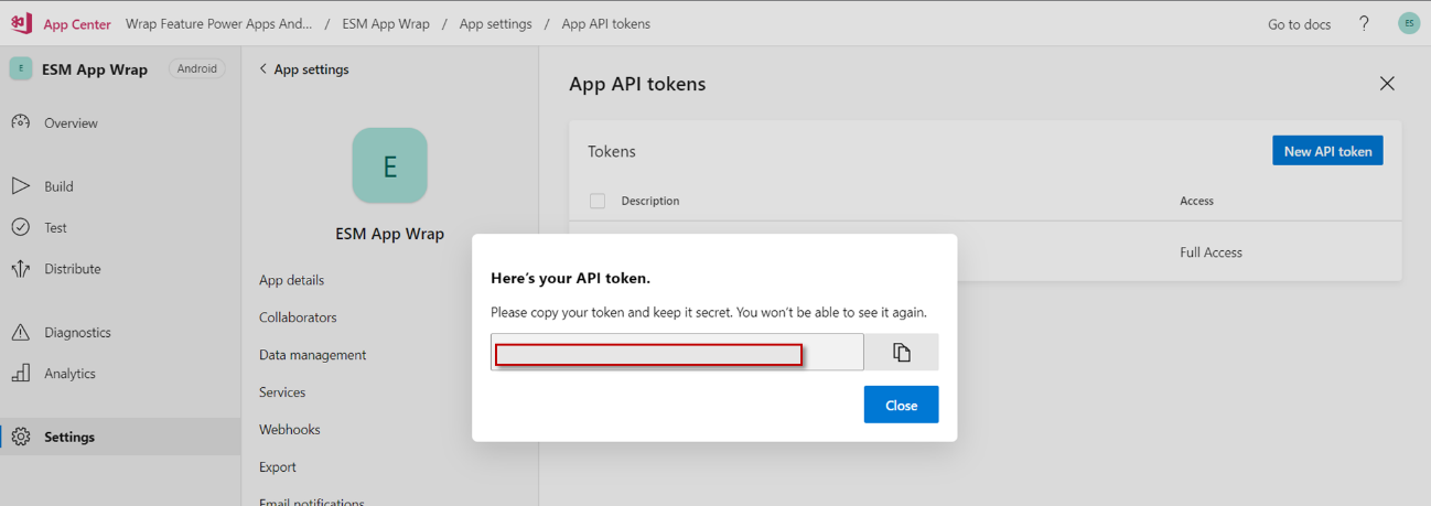 Imagen 25.- API Token.